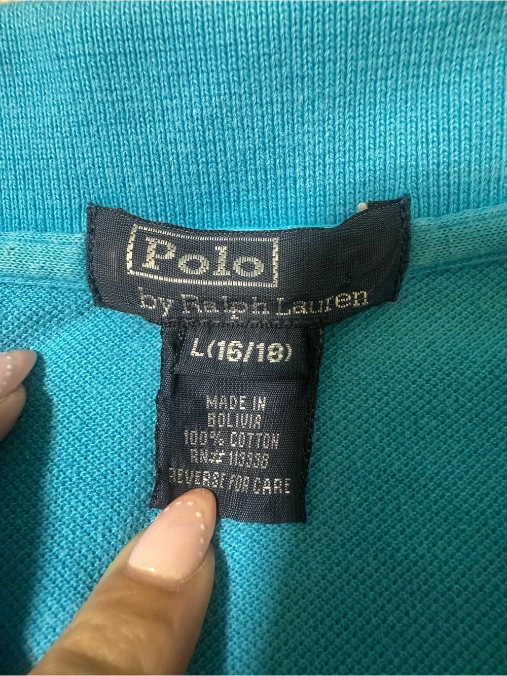 Polo Ralph Lauren Boys Youth Large Turquoise Blue Polo Orange Pony